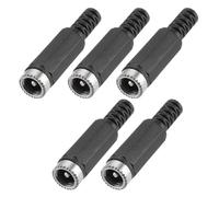 sourcing map 5pcs DC Power Female Adapter, 5.5mm x 2.1mm 1.61" DC Power Jack Plug Adapter Connector for DC Cable Adapter Replacement Repairing, Black