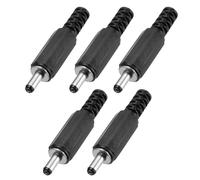 sourcing map 5pcs DC Power Male Adapter, 3.5mm x 1.1mm 1.69" DC Power Jack Plug Adapter Connector for DC Cable Adapter Replacement Repairing, Black
