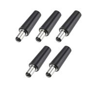 sourcing map 5pcs DC Power Male Adapter, 5.5mm x 2.1mm 1.38" DC Power Jack Plug Adapter Connector for DC Cable Adapter Replacement Repairing, Black