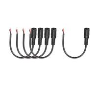 sourcing map 5pcs DC Power Pigtails Cable, 5.5 x 2.1mm Female Barrel Plug Connector to Bare Wire Open End for CCTV Camera, DVR, LED Strip, 15cm Black