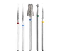 sourcing map 5pcs Diamond Grinding Bit Set 1.8/2.5/6mm Tapered Cone Ball Head 2.35mm Shank Stone Sanding Drill Bits Rotary Tool for Ceramic Glass Nails Grinding Polishing