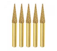 sourcing map 5Pcs Diamond Mounted Point 6mm Brazed Grinder Taper Head 6mm Shank Grinding Rotary Bit Marble Stone Carving Tool