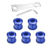 sourcing map 5pcs Double Chain Ring Bolts M8 Aluminum Alloy Bicycle Crankset Nut Chainwheel Screws with Mountain Wrenches for Road Bike Mountain Bike, Blue