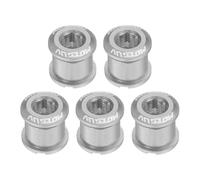 sourcing map 5pcs Double Chain Ring Bolts M8 Aluminum Alloy Bicycle Crankset Nuts Chainwheel Screw for Road Bike Mountain Bike, Silver