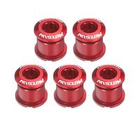 sourcing map 5pcs Double Chain Ring Bolts M8 Aluminum Alloy Bicycle Crankset Nuts Chainwheel Screw for Road Bike Mountain Bike, Red