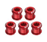 sourcing map 5pcs Double Chain Ring Bolts M8 Aluminum Alloy Bicycle Crankset Nuts Chainwheel Screws for Road Bike Mountain Bike, Red