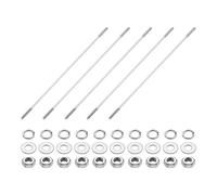 sourcing map 5pcs Double Ended Stud Screws, M3x150mm 304 Stainless Steel Dual Threaded Rod Bolts with Nuts and Flat & Lock Washers Double End Threaded Stud Screw Bolt for House Maintenance