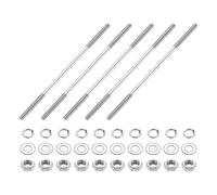 sourcing map 5pcs Double Ended Stud Screws, M4x110mm 304 Stainless Steel Dual Threaded Rod Bolts with Nuts and Flat & Lock Washers Double End Threaded Stud Screw Bolt for House Maintenance
