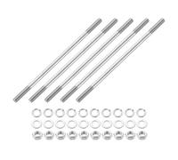 sourcing map 5pcs Double Ended Stud Screws, M8x170mm 304 Stainless Steel Dual Threaded Rod Bolts with Nuts and Flat & Lock Washers Double End Threaded Stud Screw Bolt for House Maintenance