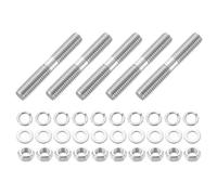 sourcing map 5pcs Double Ended Stud Screws, M8x55mm 304 Stainless Steel Dual Threaded Rod Bolts with Nuts and Flat & Lock Washers Double End Threaded Stud Screw Bolt for House Maintenance