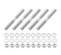sourcing map 5pcs Double Ended Stud Screws, M8x65mm 304 Stainless Steel Dual Threaded Rod Bolts with Nuts and Flat & Lock Washers Double End Threaded Stud Screw Bolt for House Maintenance