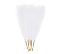 sourcing map 5pcs Dried Faux Pampas Grass 17 Inch Artificial Fake Fluffy Pampas Grass Decor for Fall Home Vase Floor Table Wedding Decorations, White