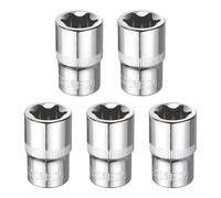 sourcing map 5pcs E-Torx Socket 1/2" Drive E20 Star Female Socket 1.5" Length External Torx Deep Sleeve CR-V Chrome Plating 6 Point Spline Sleeve for Auto Repairs Home Maintenance