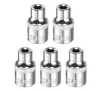 sourcing map 5pcs E-Torx Socket 3/8" Drive E8 Star Female Socket 1.1" Length External Torx Deep Sleeve CR-V Chrome Plating 6 Point Spline Sleeve for Auto Repairs Home Maintenance