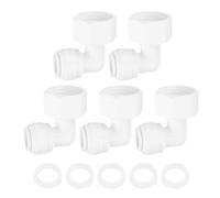 sourcing map 5Pcs Elbow 1/2 Inch Female Thread ID to 3/8 Inch Tube OD Quick Tube Connector with Rubber Rings Push to Connect Tube Fittings for RO Reverse Osmosis System