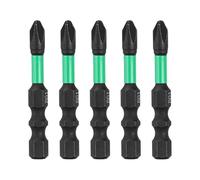 sourcing map 5pcs Electrician Impact Screwdriver Bit 2" FPH2 Electric Bits 1/4" Hex Shank S2 Magnetic Slotted Phillips Screw Driver Drill for Electrical Air Switch Breaker, Black/Green
