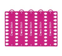sourcing map 5pcs Embroidery Floss Organizer Cards, Plastic Cross Stitch Thread Organizer with 20 Positions, Thread Storage Winding Plate Board for Thread Craft DIY Sewing, Rose Red