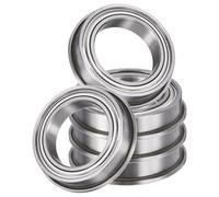 sourcing map 5Pcs F6701ZZ Flanged Ball Bearings, 12 x 18 x 4mm Double Shielded Chrome Steel Deep Groove Bearing, ABEC5