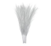 sourcing map 5Pcs Faux Pampas Grass Small 45cm/17.7" Fake Fluffy Pampas Grass 7 Branches Artificial Vase Filler for Home Office Vase Wedding Decoration Silver