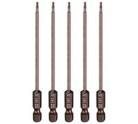 sourcing map 5pcs Flat Hex Head Drill Bit H1.5 (1.5mm) Magnetic Tip 1/4" Hex Shank 100mm (4") Long S2 Steel Metric Hexagonal Screw Driver Screwdriver Bits Wrench Socket, Copper Tone
