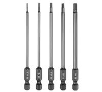 sourcing map 5pcs Flat Hex Head Drill Bit H1.5/H2/H2.5/H3/H4 Magnetic Tip 1/4" Hex Shank 100mm (4") Long Mirror Polished Metric Hexagonal Screw Driver Screwdriver Bit Wrench Electric Power Tool