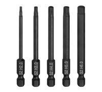 sourcing map 5pcs Flat Hex Head Drill Bit H2/H3/H4/H5/H6 Magnetic Tip 1/4" Hex Shank 75mm (3") Long S2 Steel Metric Hexagonal Screw Driver Screwdriver Bits Wrench Socket, Black