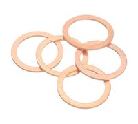 sourcing map 5Pcs Flat Washer, M33 Copper Washers Copper Sealing Ring Crush Washer Kit Assortment, 33mm ID, 40mm OD, 1.5mm Thick for Bolts Screws Machinery Repair