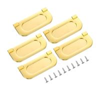 sourcing map 5Pcs Flush Pull Handle, 3 Inch Hidden Recessed Furniture Grip Cabinets Door Pull Ring Handles with Screws for Drawers Cupboard Dresser, Gold