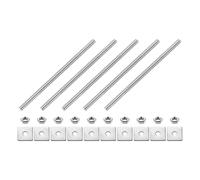 sourcing map 5Pcs Fully Threaded Rod, M4 x 100mm 304 Stainless Steel Fully Threaded Studs with Nuts and Washers for Clamps, Hangers and U-Bolts, Silver