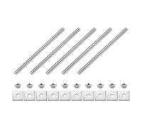 sourcing map 5Pcs Fully Threaded Rod, M4 x 70mm 304 Stainless Steel Fully Threaded Studs with Nuts and Washers for Clamps, Hangers and U-Bolts, Silver