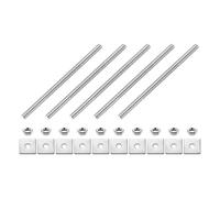 sourcing map 5Pcs Fully Threaded Rod, M4 x 75mm 304 Stainless Steel Fully Threaded Studs with Nuts and Washers for Clamps, Hangers and U-Bolts, Silver