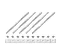 sourcing map 5Pcs Fully Threaded Rod, M4 x 90mm 304 Stainless Steel Fully Threaded Studs with Nuts and Washers for Clamps, Hangers and U-Bolts, Silver