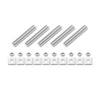 sourcing map 5Pcs Fully Threaded Rod, M8 x 40mm 304 Stainless Steel Fully Threaded Studs with Nuts and Washers for Clamps, Hangers and U-Bolts, Silver
