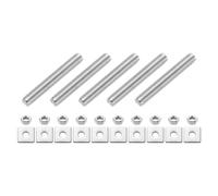sourcing map 5Pcs Fully Threaded Rod, M8 x 55mm 304 Stainless Steel Fully Threaded Studs with Nuts and Washers for Clamps, Hangers and U-Bolts, Silver