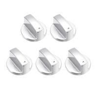 sourcing map 5Pcs Gas Stove Knob, 6mm Universal Cooker Replacement Knobs, Durable Metal Surface Switch for Kitchen Cooktop, Gas Stove & Various Ovens(Silver Tone)