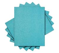 sourcing map 5PCS Glitter HTV Heat Transfer Vinyl Sheets, 12 x 10 Inch Lake Blue Glitter Iron on Vinyl for T-Shirts DIY Heat Vinyl Design Easy to Cut & Weed