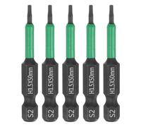 sourcing map 5pcs H1.5 Flat Hex Head Screwdriver Bit 1.5mm Metric Tip 1/4" Hex Shank 50mm (2") Long Magnetic Hexagonal Screw Drill Bit Wrench Black Phosphate S2 Steel Power Driver Socket