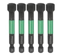 sourcing map 5pcs H10 Flat Hex Head Screwdriver Bit 10mm Metric Tip 1/4" Hex Shank 65mm (2.6") Long Magnetic Hexagonal Screw Drill Bit Wrench Black Phosphate S2 Steel Power Driver Socket