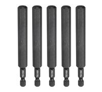 sourcing map 5pcs H10 Hex Head Drill Bit Wrench 10mm Metric Flat Tip 1/4" Hex Shank 100mm (4") Long Magnetic Black Phosphate Hexagonal Screw Driver Socket Industrial Screwdriver Power Bits