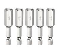 sourcing map 5pcs H10 Hex Head Screwdriver Bit 10mm Metric Flat Tip 1/4" Hex Shank 50mm (2") Long Magnetic Hexagonal Screw Drill Bit Wrench Chrome Plated Power Driver Socket