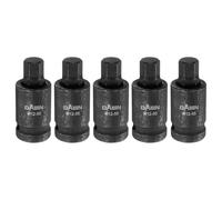 sourcing map 5pcs H12 Hex Bit Socket 55mm/2.17" Length 1/2" Square Drive Metric Extension Impact Bit Power Nut Driver Set S2 Steel Socket Ratchet Wrench Bits, Black