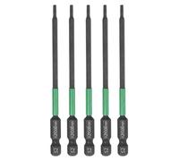 sourcing map 5pcs H2 Flat Hex Head Screwdriver Bit 2mm Metric Tip 1/4" Hex Shank 100mm (4") Long Magnetic Hexagonal Screw Drill Bit Wrench Black Phosphate S2 Steel Power Driver Socket