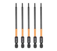sourcing map 5pcs H2 Hex Head Drill Bit Wrench 2mm Metric Flat Tip 1/4" Hex Shank 100mm (4") Long Magnetic Black Phosphate Hexagonal Screw Driver Socket Industrial Screwdriver Power Bits