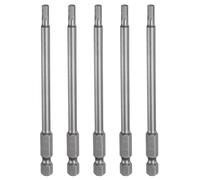 sourcing map 5pcs H3.5 Hex Head Drill Bit Wrench 3.5mm Metric Flat Tip 1/4" Hex Shank 100mm (4") Long Magnetic Hexagonal Screw Driver Socket Industrial Screwdriver Power Bits