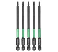 sourcing map 5pcs H3 Flat Hex Head Screwdriver Bit 3mm Metric Tip 1/4" Hex Shank 100mm (4") Long Magnetic Hexagonal Screw Drill Bit Wrench Black Phosphate S2 Steel Power Driver Socket