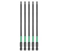 sourcing map 5pcs H3 Flat Hex Head Screwdriver Bit 3mm Metric Tip 1/4" Hex Shank 150mm (6") Long Magnetic Hexagonal Screw Drill Bit Wrench Black Phosphate S2 Steel Power Driver Socket