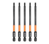 sourcing map 5pcs H3 Hex Head Drill Bit Wrench 3mm Metric Flat Tip 1/4" Hex Shank 100mm (4") Long Magnetic Black Phosphate Hexagonal Screw Driver Socket Industrial Screwdriver Power Bits