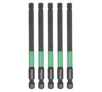 sourcing map 5pcs H5 Flat Hex Head Screwdriver Bit 5mm Metric Tip 1/4" Hex Shank 100mm (4") Long Magnetic Hexagonal Screw Drill Bit Wrench Black Phosphate S2 Steel Power Driver Socket