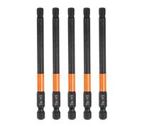 sourcing map 5pcs H5 Hex Head Drill Bit Wrench 5mm Metric Flat Tip 1/4" Hex Shank 100mm (4") Long Magnetic Black Phosphate Hexagonal Screw Driver Socket Industrial Screwdriver Power Bits