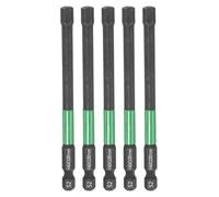 sourcing map 5pcs H6 Flat Hex Head Screwdriver Bit 6mm Metric Tip 1/4" Hex Shank 100mm (4") Long Magnetic Hexagonal Screw Drill Bit Wrench Black Phosphate S2 Steel Power Driver Socket